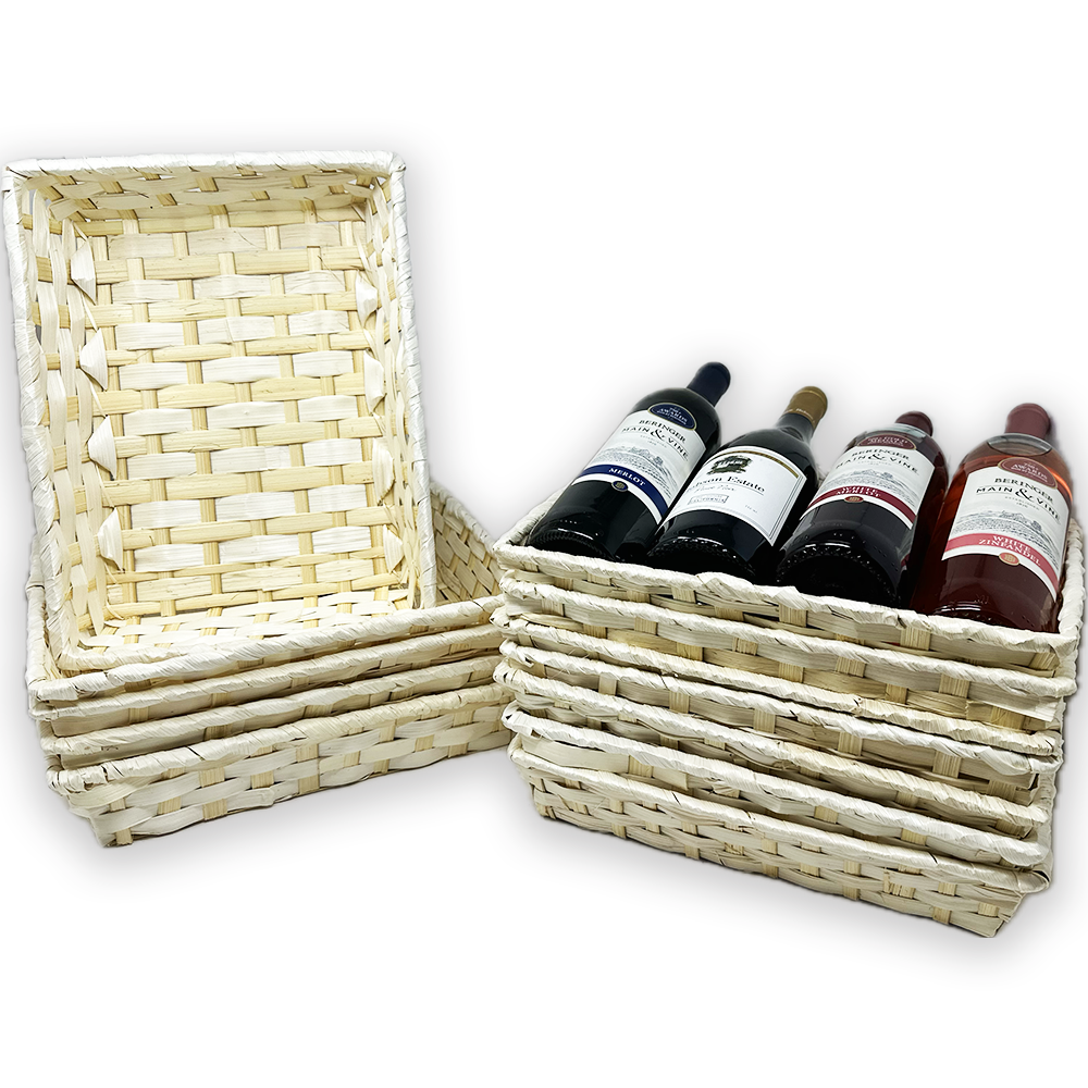 12 Pack - Natural Large Rectangular Bamboo Tray 12in